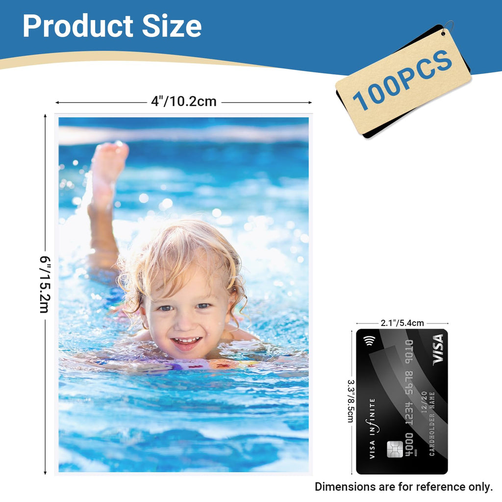 Pack of 100 A6 Photo Sleeves — Clear 4x6" Acid-Free Plastic Protectors