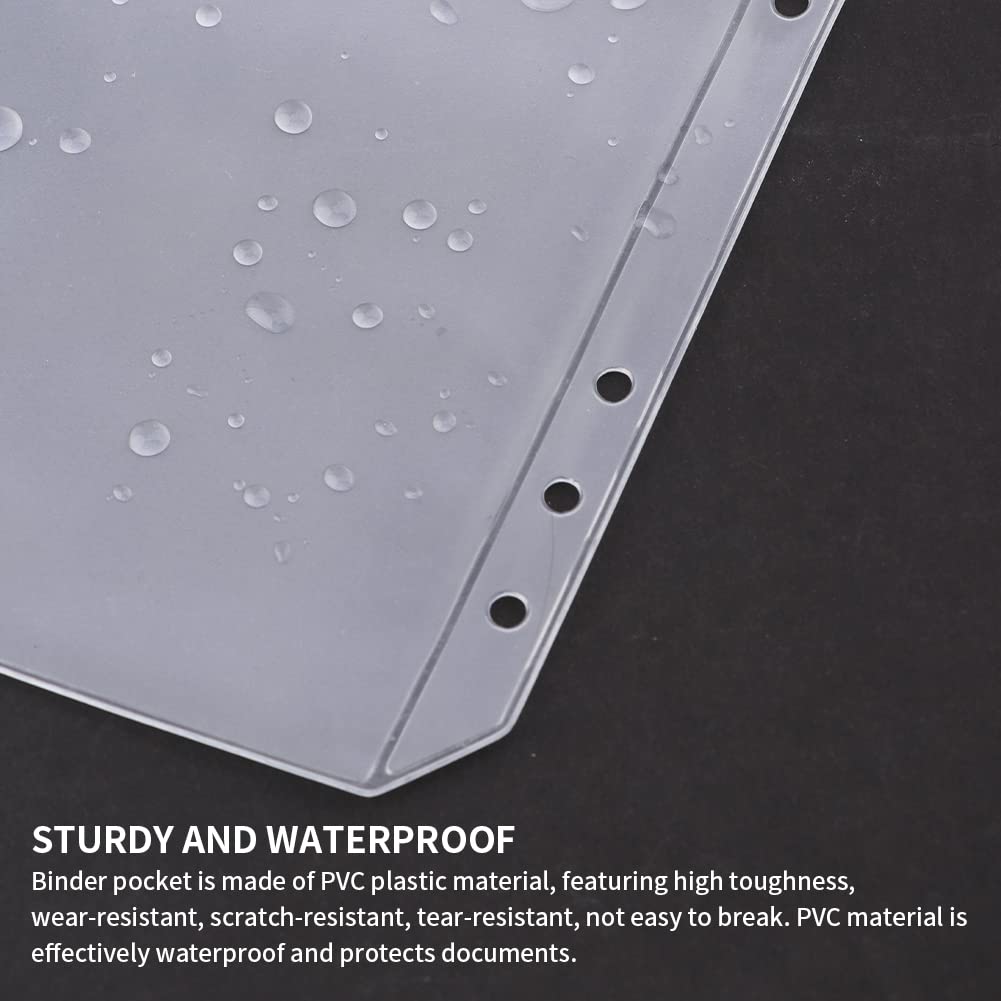 Pack of 12 A5 PVC 6-Hole Zippered Waterproof Folders (Transparent)