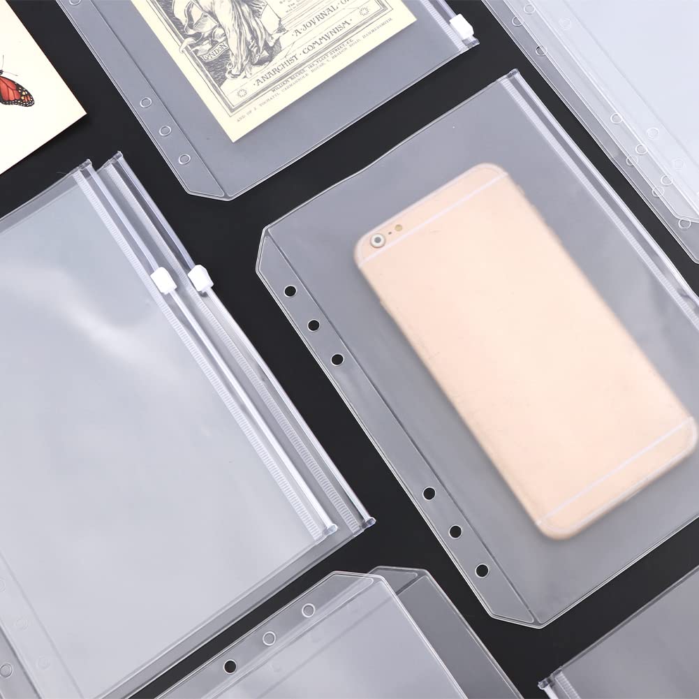 Pack of 12 A5 PVC 6-Hole Zippered Waterproof Folders (Transparent)