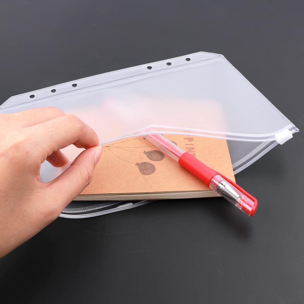 Pack of 12 A5 PVC 6-Hole Zippered Waterproof Folders (Transparent)