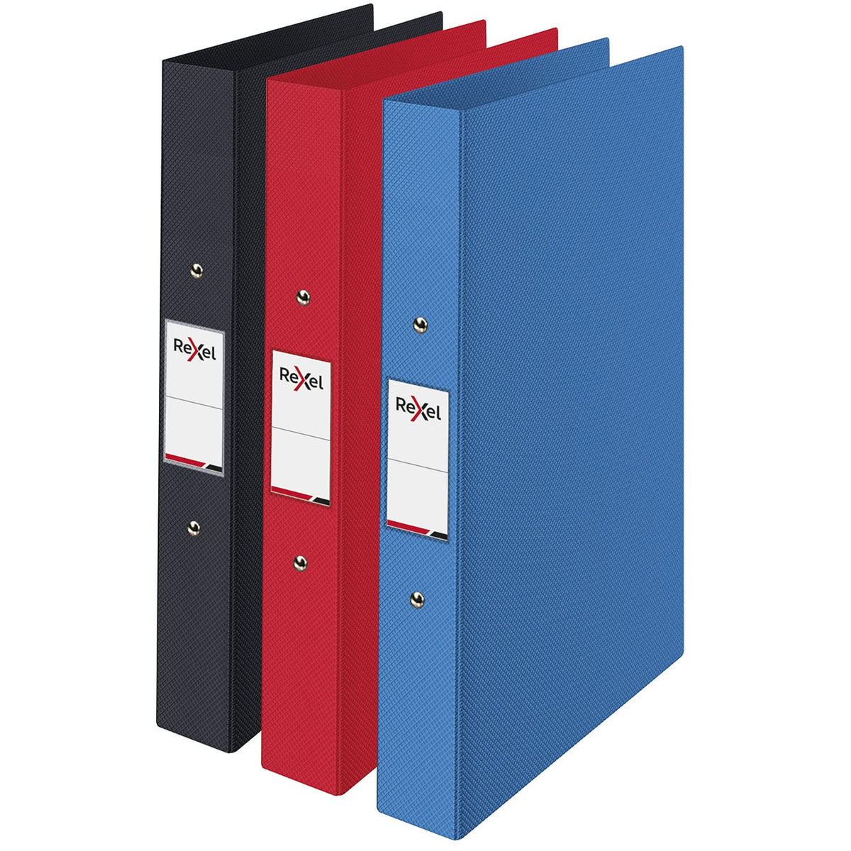 Pack of 3 Assorted A4 2-Ring Polypropylene Binders, Holds 190 Sheets