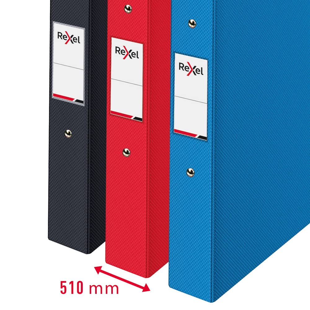 Pack of 3 Assorted A4 2-Ring Polypropylene Binders, Holds 190 Sheets