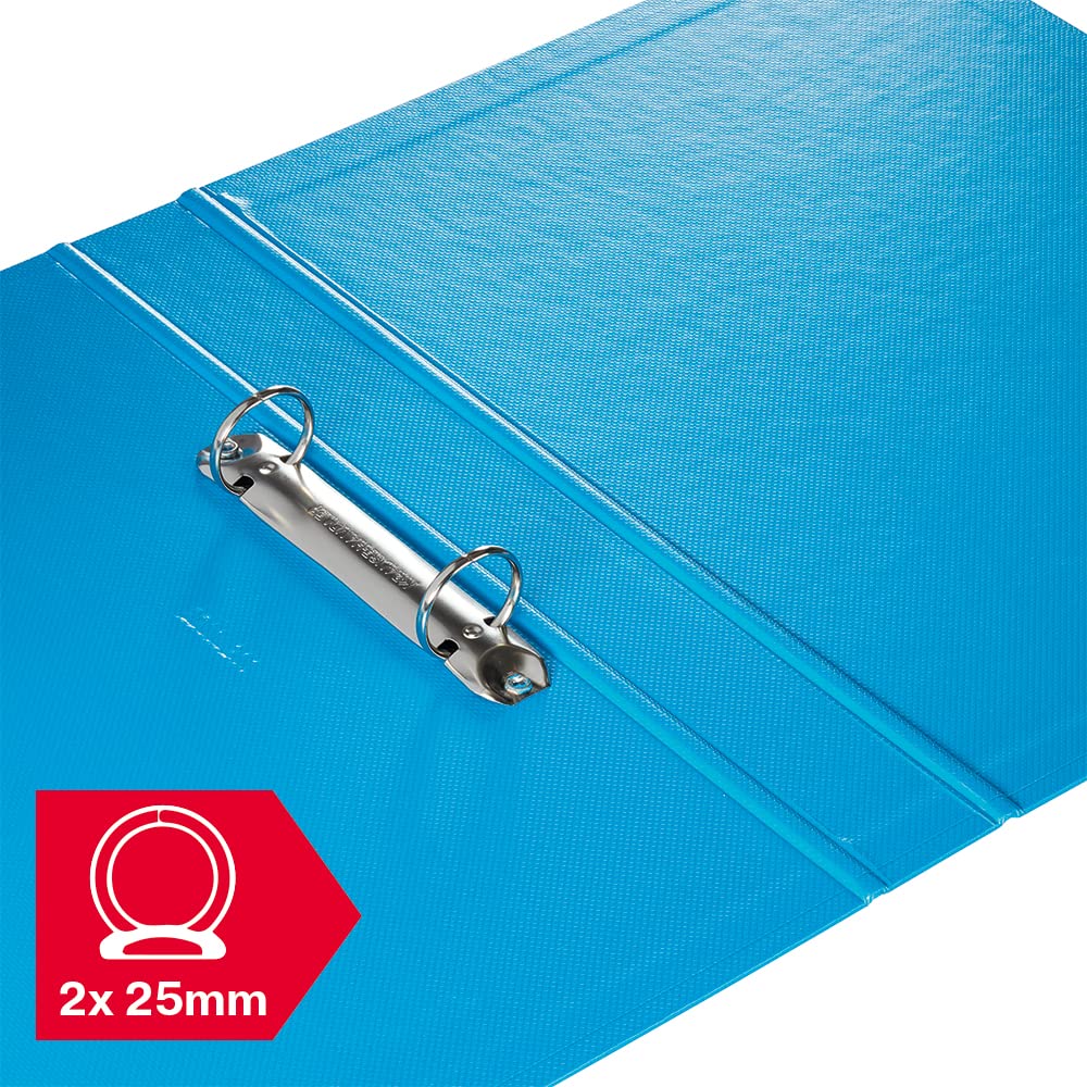 Pack of 3 Assorted A4 2-Ring Polypropylene Binders, Holds 190 Sheets