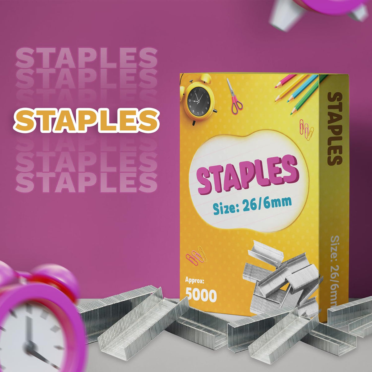 Pack of 5000 26/6 Staples for Desktop Staplers — Office & School