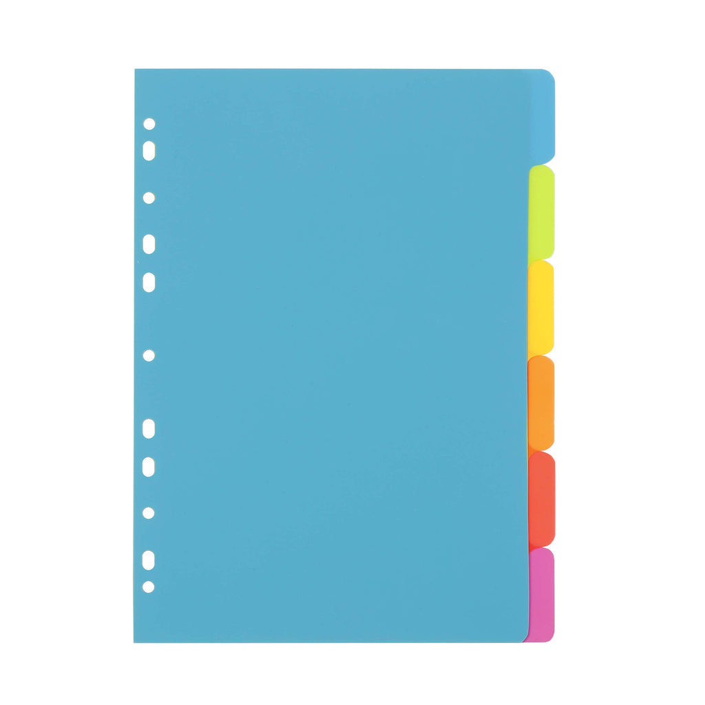 Pack of 6 Plastic A4 Dividers (21 x 29.7 cm) Neon
