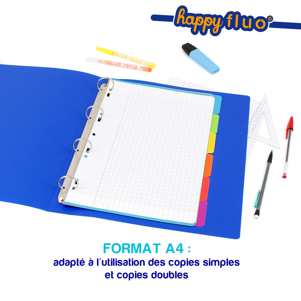 Pack of 6 Plastic A4 Dividers (21 x 29.7 cm) Neon
