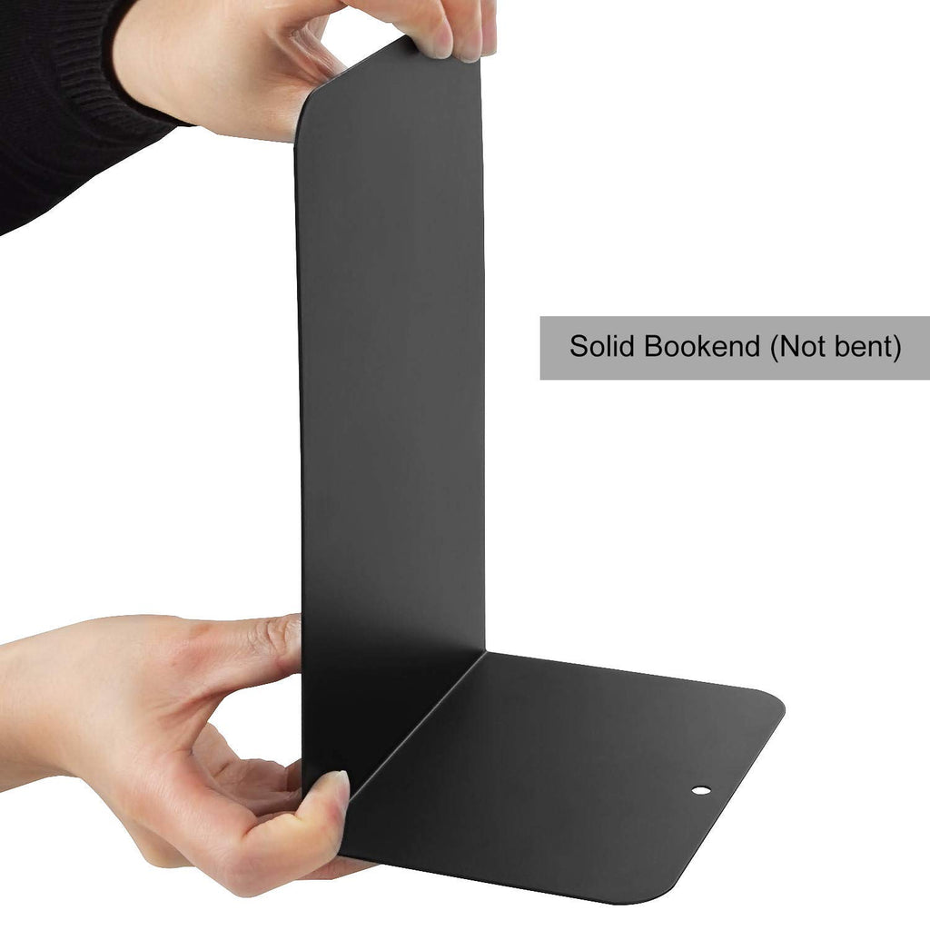 Pair of Classic Heavy-Duty Black Metal Bookends 8" (205mm)