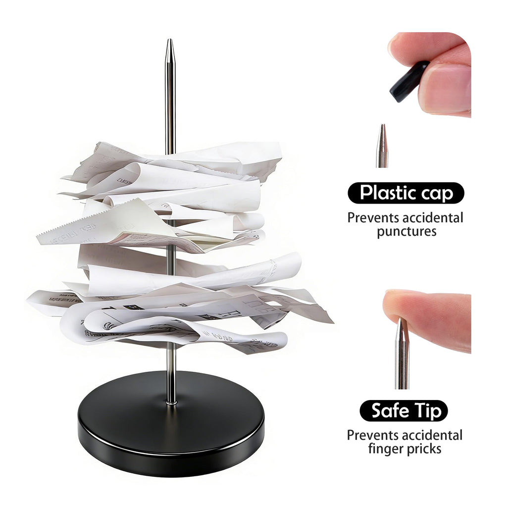 Paper Receipt Spike Holder — Sturdy Black Restaurant Ticket Stabber