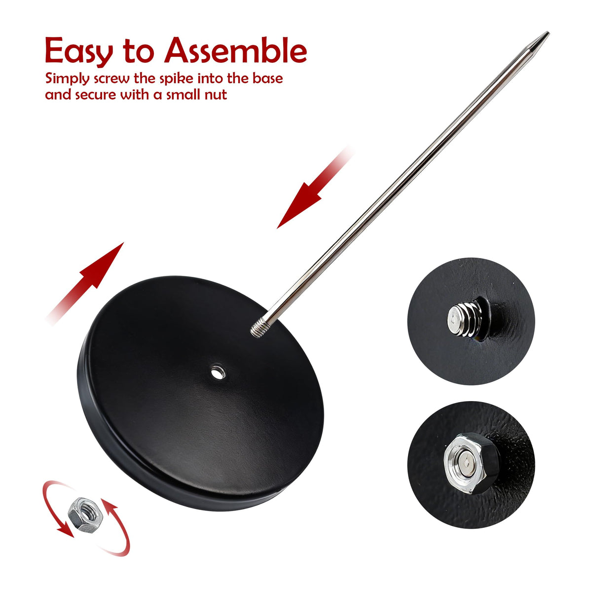 Paper Receipt Spike Holder — Sturdy Black Restaurant Ticket Stabber