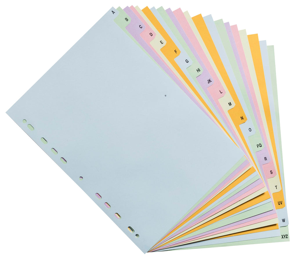 Pastel card dividers Forever — 20 alphabetical A–Z tabs