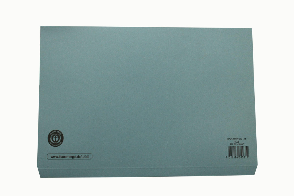 Plain Document Wallets 34.5x24.5cm 250gsm Manilla A4/Foolscap Blue - Pack 10