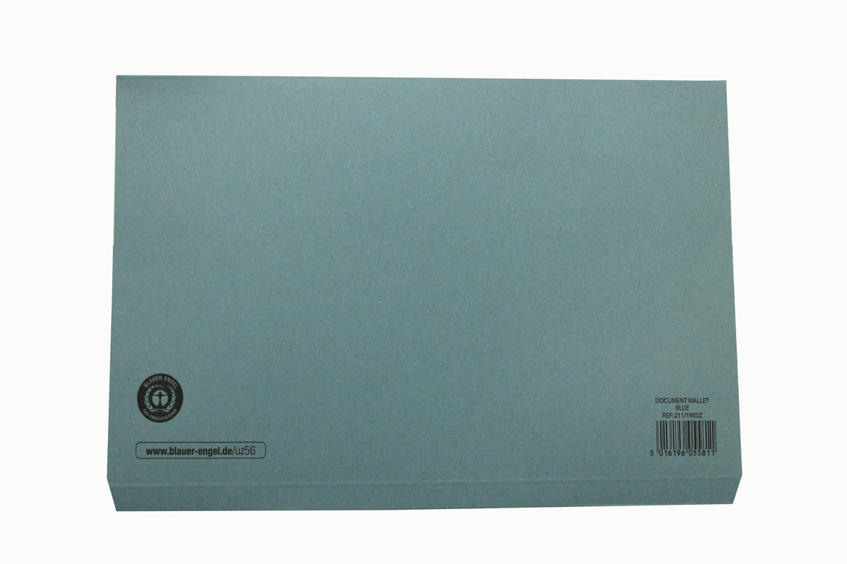 Plain Document Wallets 34.5x24.5cm 250gsm Manilla A4/Foolscap Blue - Pack 10