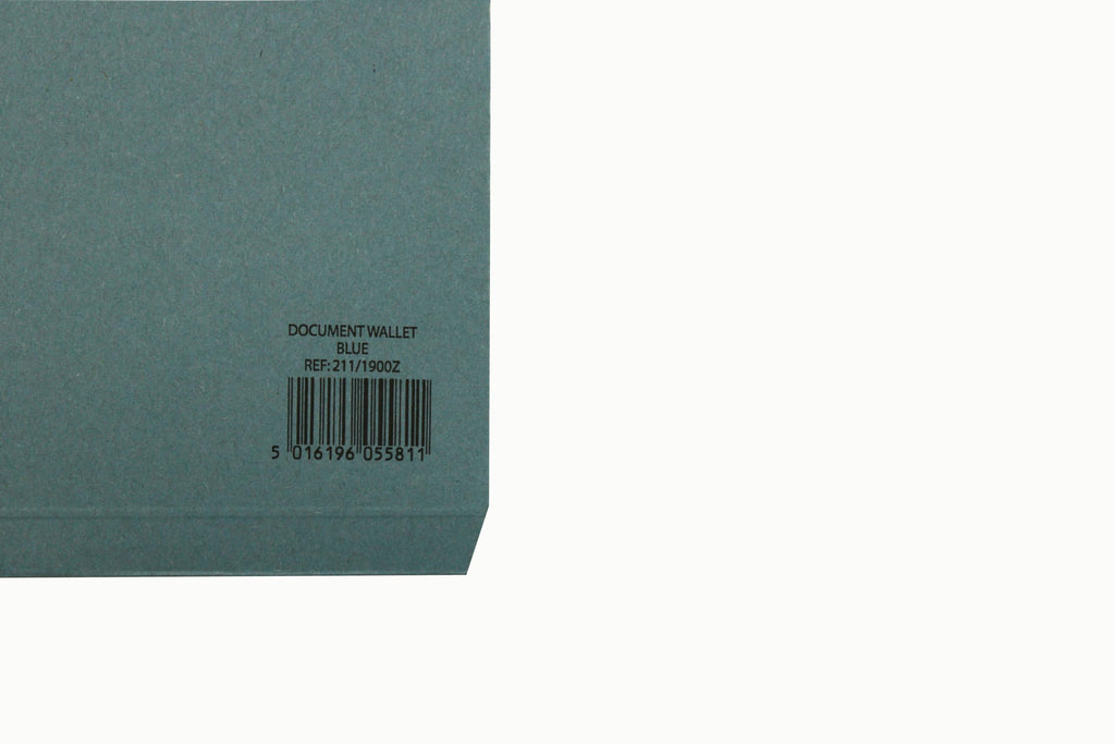 Plain Document Wallets 34.5x24.5cm 250gsm Manilla A4/Foolscap Blue - Pack 10