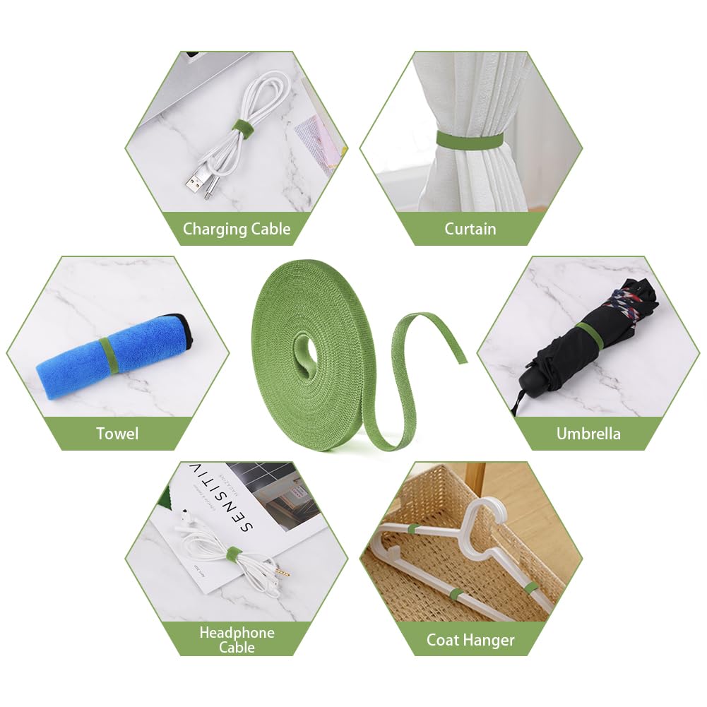 Plant Ties 15m x 10mm Green Reusable Self-Adhesive Garden Tape
