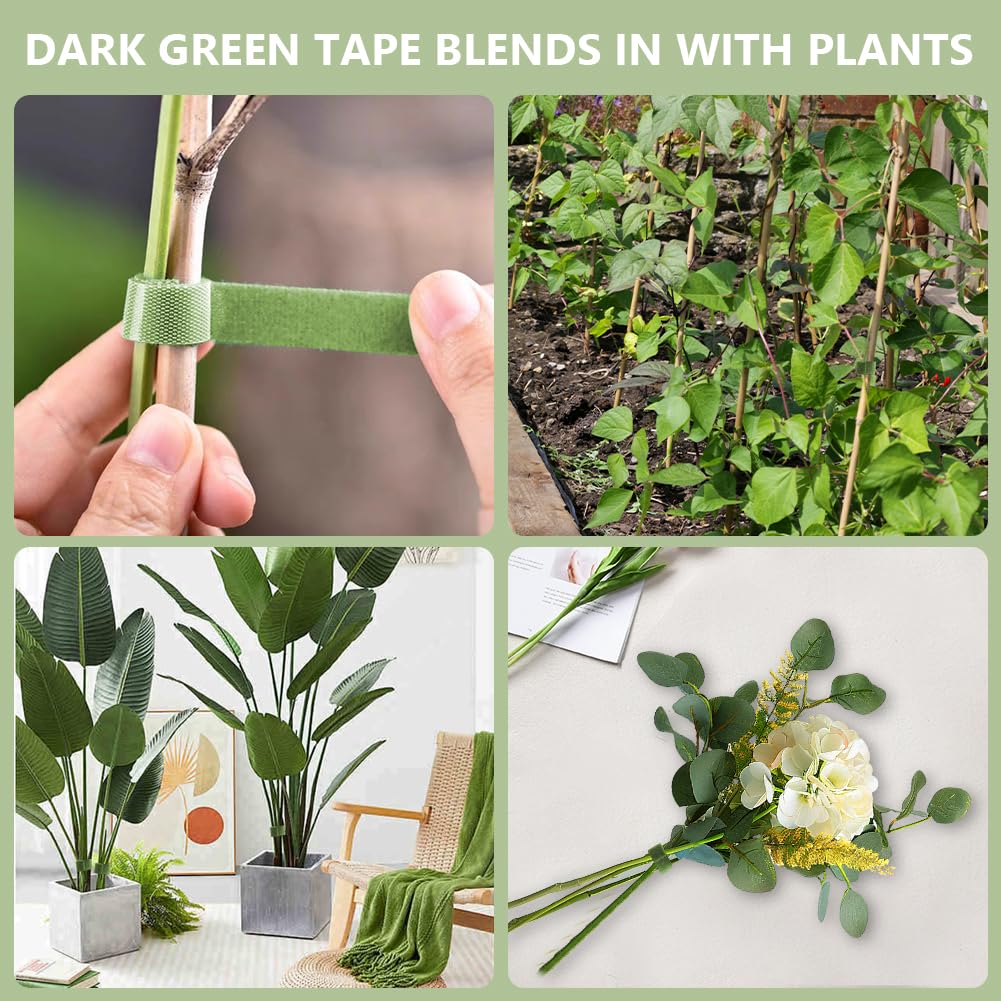 Plant Ties 15m x 10mm Green Reusable Self-Adhesive Garden Tape