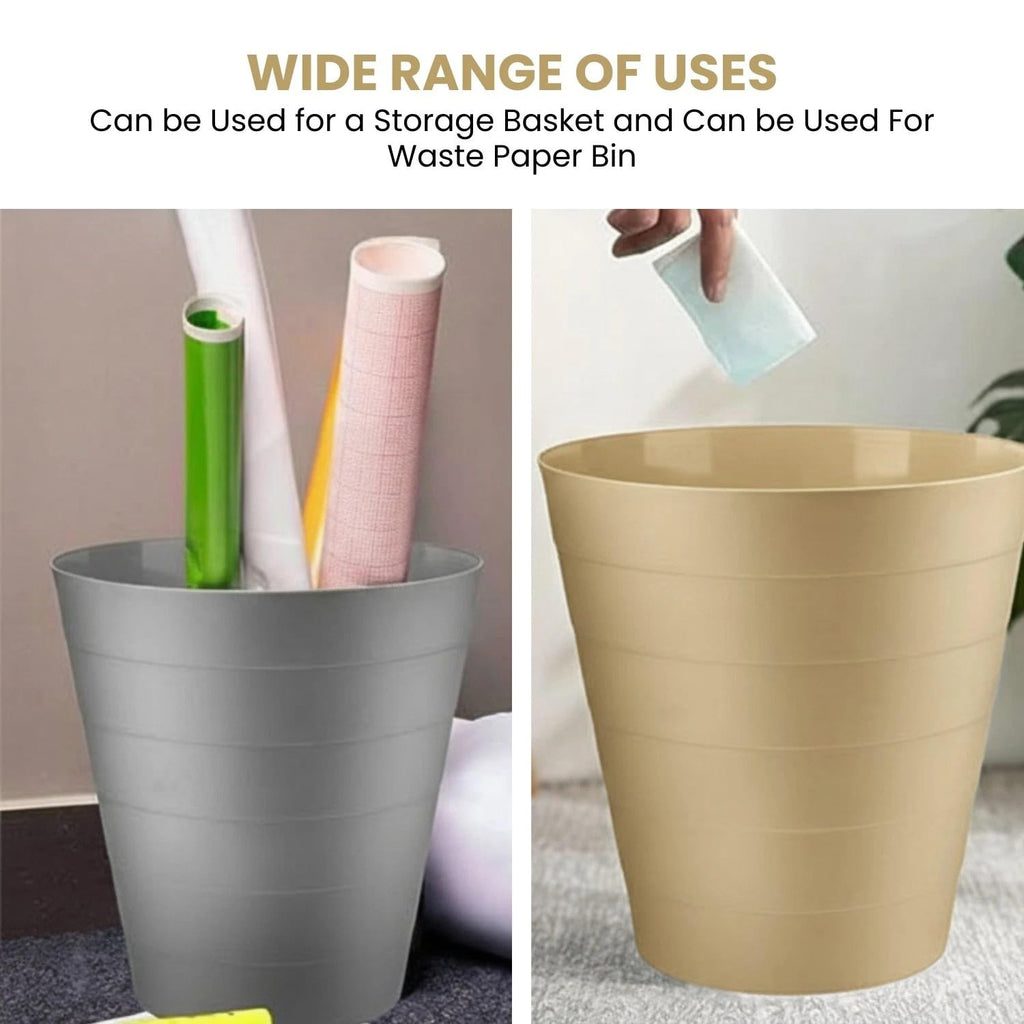 Plastic 6L Round Open-Top Waste Bin — Pastel Yellow