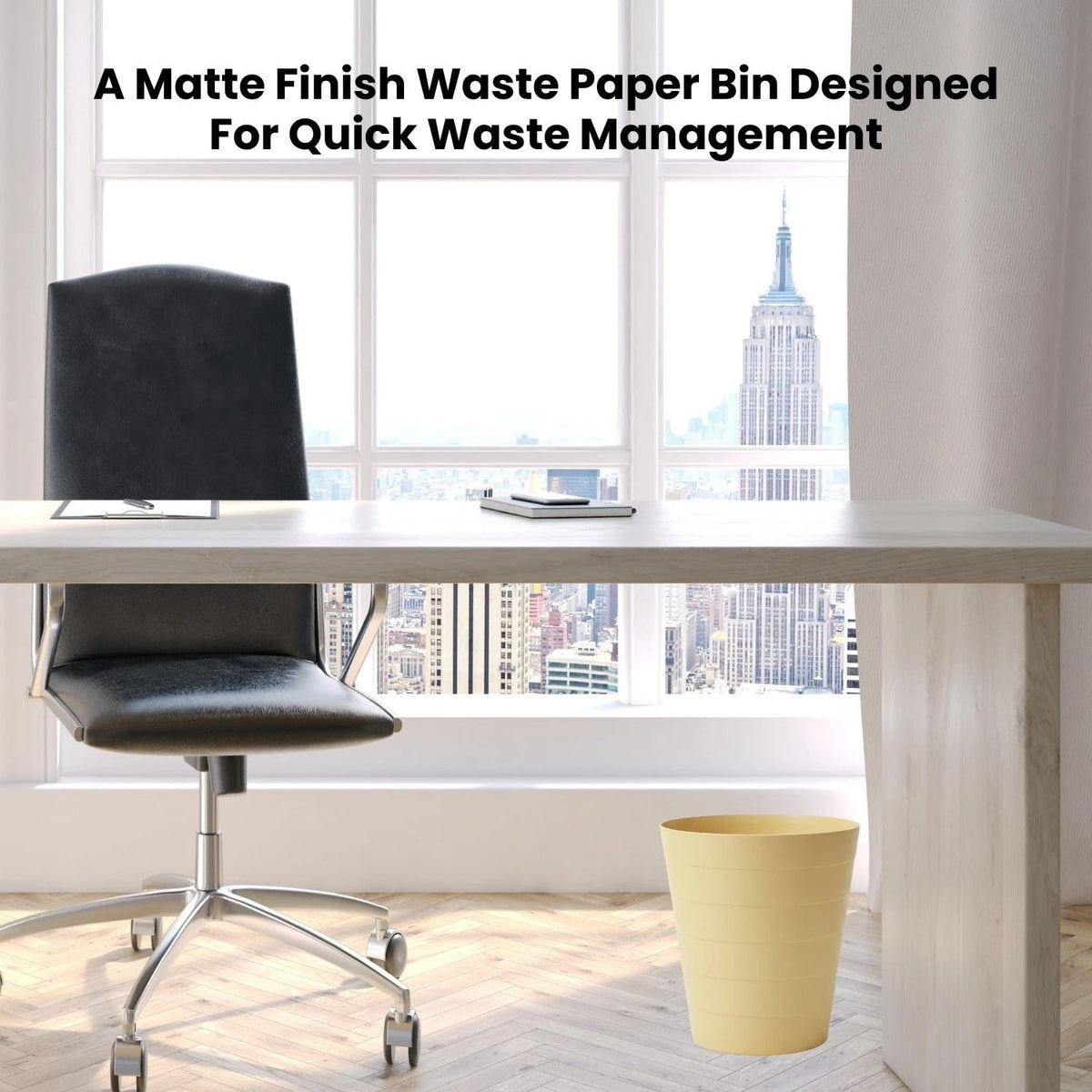 Plastic 6L Round Open-Top Waste Bin — Pastel Yellow