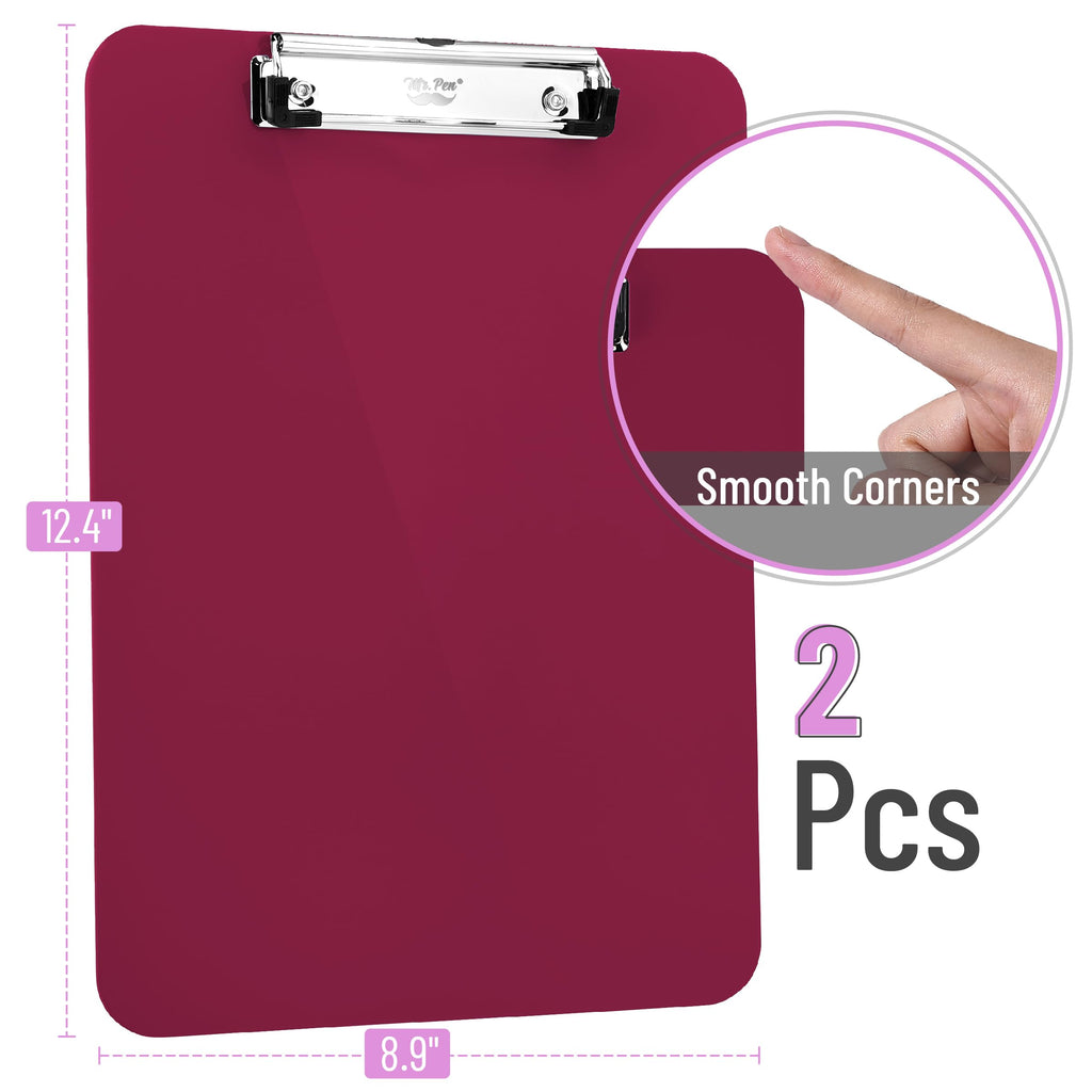 Plastic Clipboard 12.5 x 9 in 2-Pack Red, Clipboards for Kids & Adults