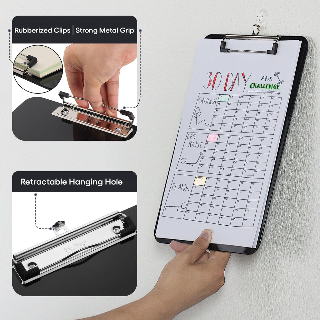 Plastic Clipboard, Black, Letter Size — 2-Pack