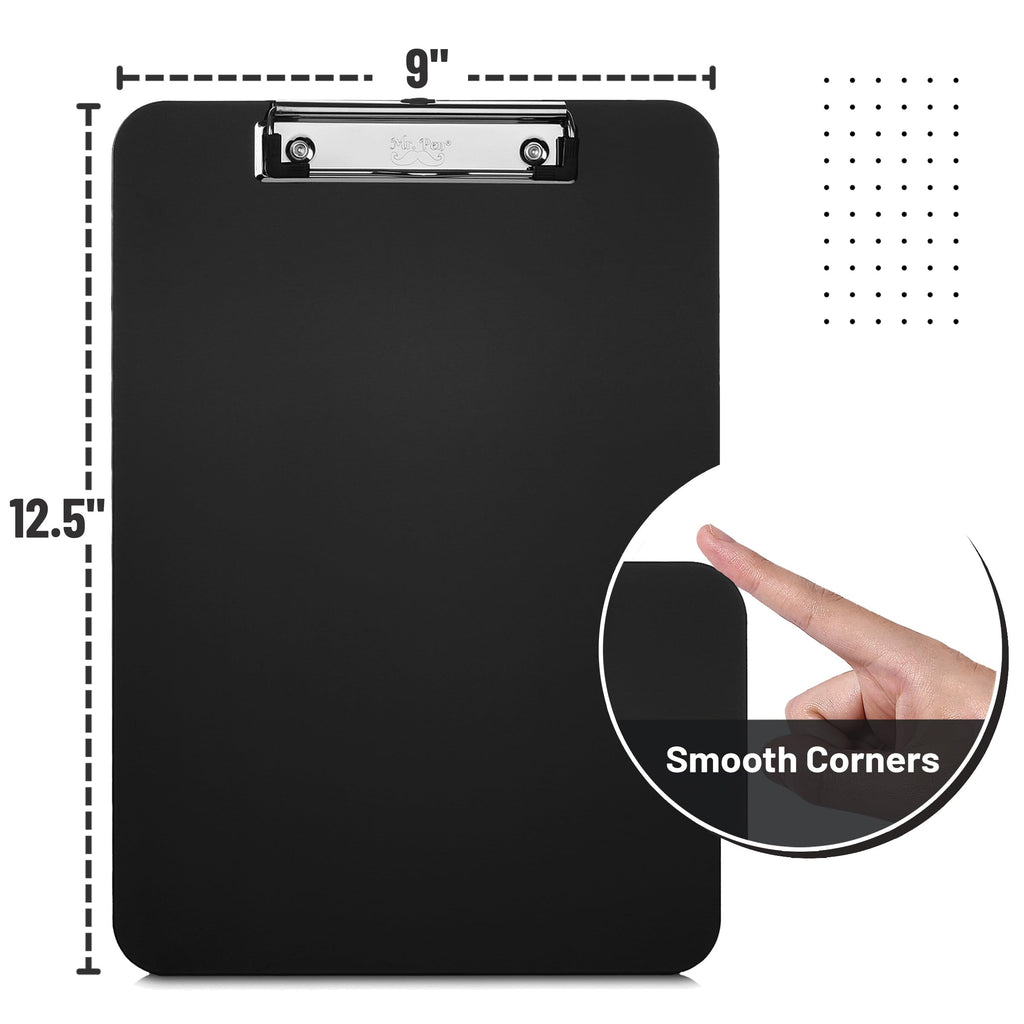 Plastic Clipboard, Black, Letter Size — 2-Pack