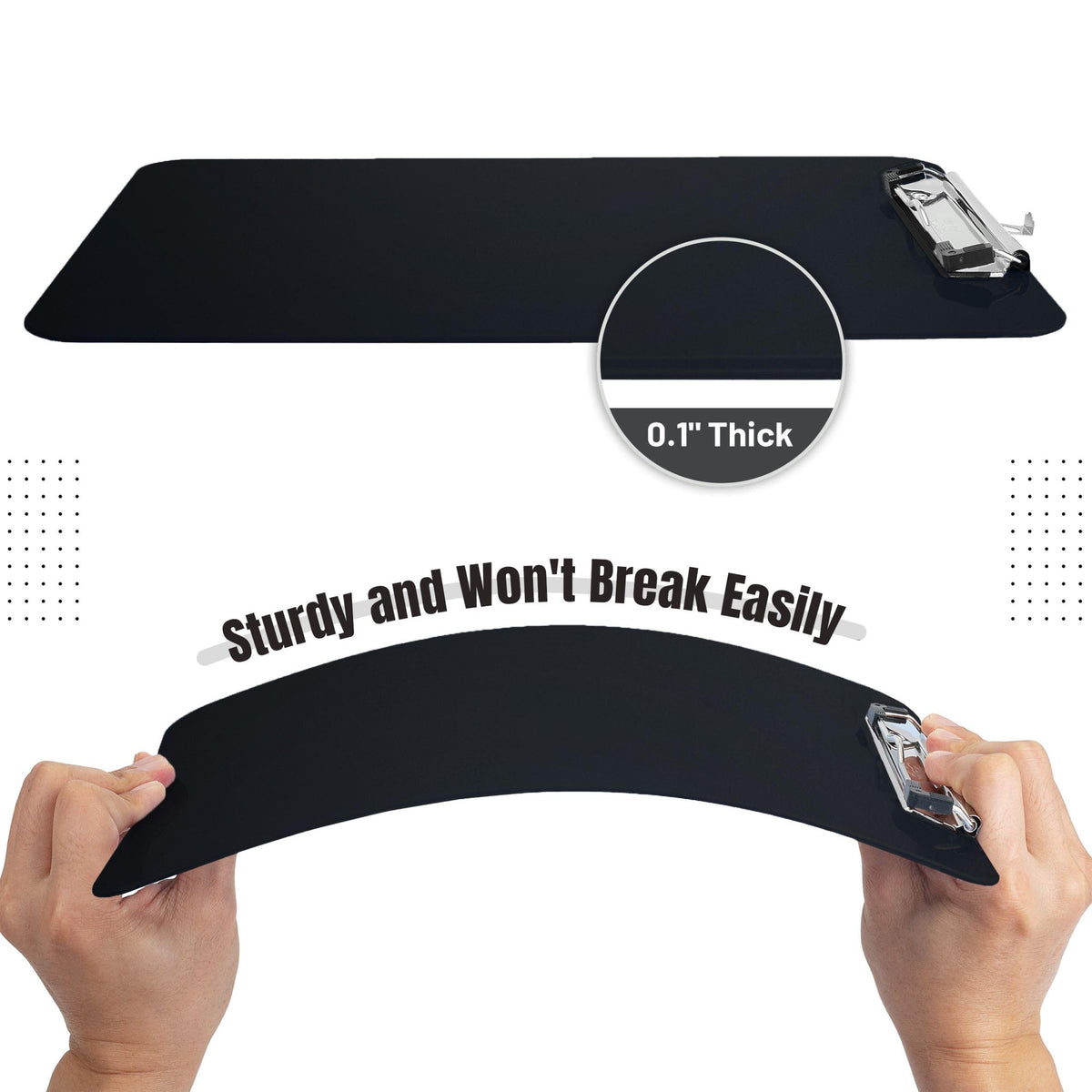 Plastic Clipboard, Black, Letter Size — 2-Pack