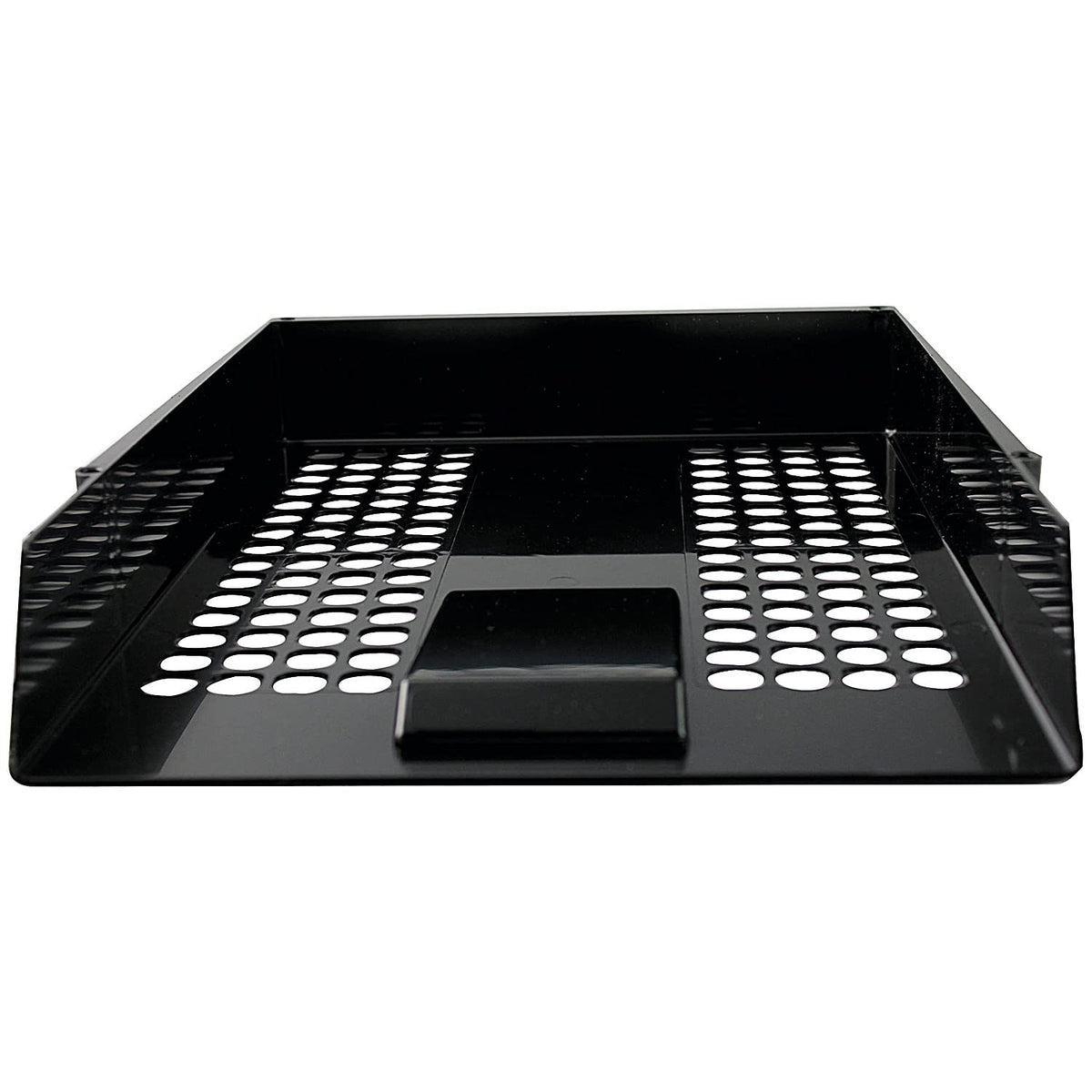 Plastic Front-Loading Letter Tray Black — A4 & Foolscap, Stackable, 278×377×65mm