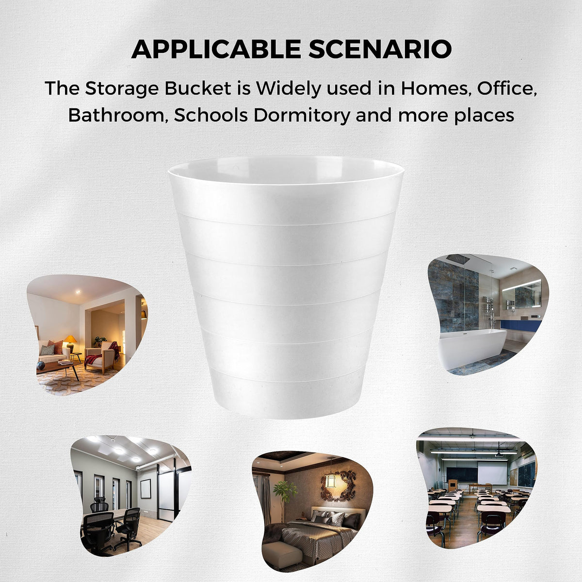 Plastic Round Waste Bin 2-Pack, 6 Litre Open-Top White