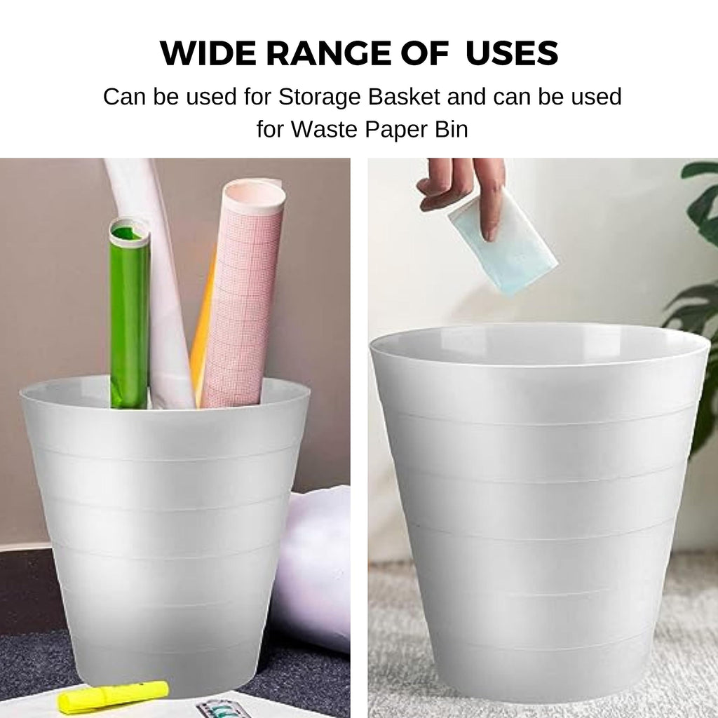 Plastic Round Waste Bin 2-Pack, 6 Litre Open-Top White