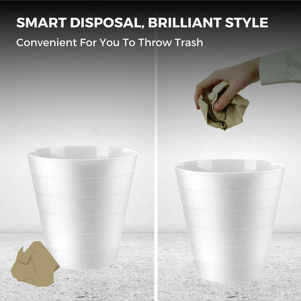 Plastic Round Waste Bin 2-Pack, 6 Litre Open-Top White