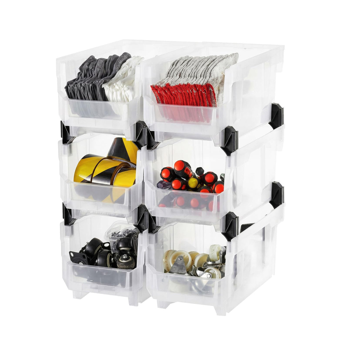 Plastic Stackable Storage Bins 14.8 x 8.5 x 7.1 in — 6 Pack, Transparent