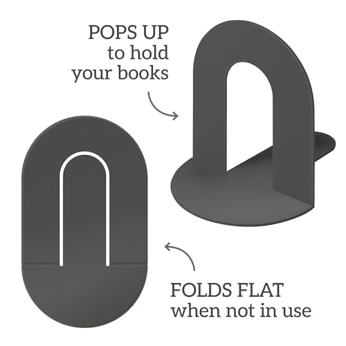 Pop Up Book End — Folds Flat Single Bookend (Charcoal)