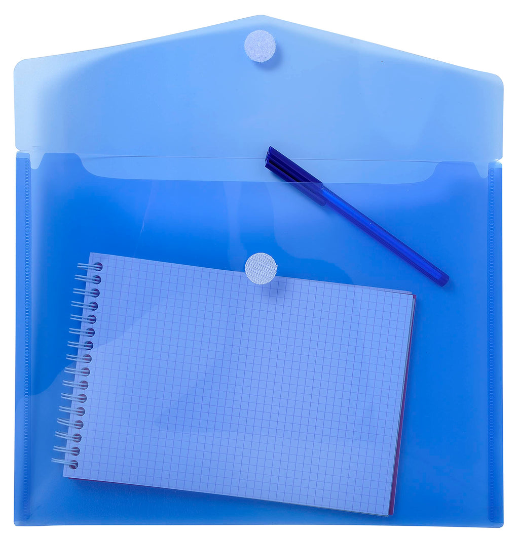 PP Envelope Pocket 56422E — A4 Translucent 0.2mm Hook & Loop Blue (5-pack)