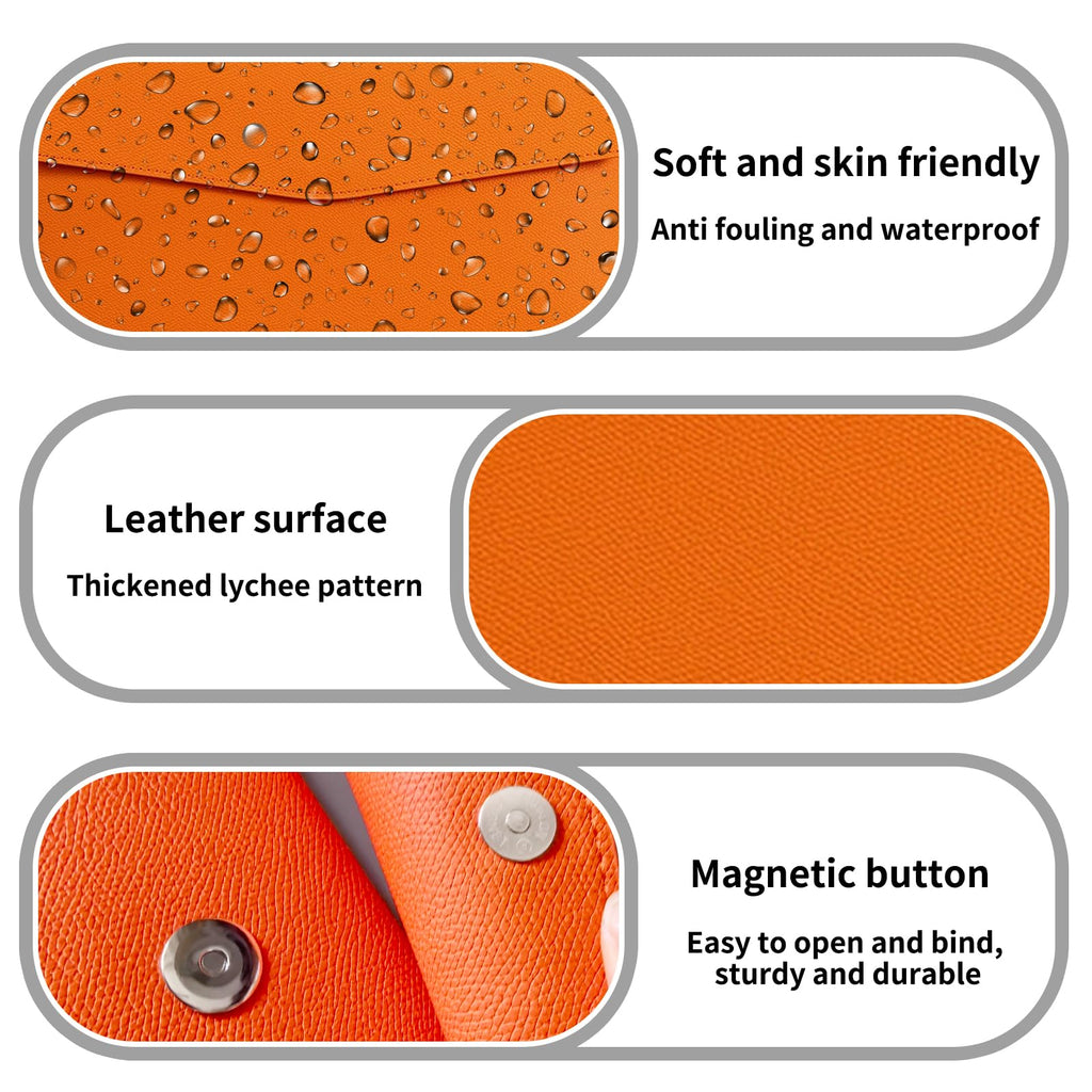 PU Leather A4 Document Folder — Waterproof Portable File Organizer (Orange)