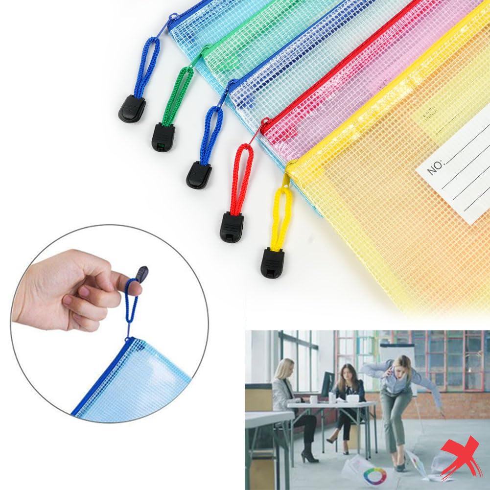 PVC A5 Zip Document Folders, 10-Pack with Label Pockets