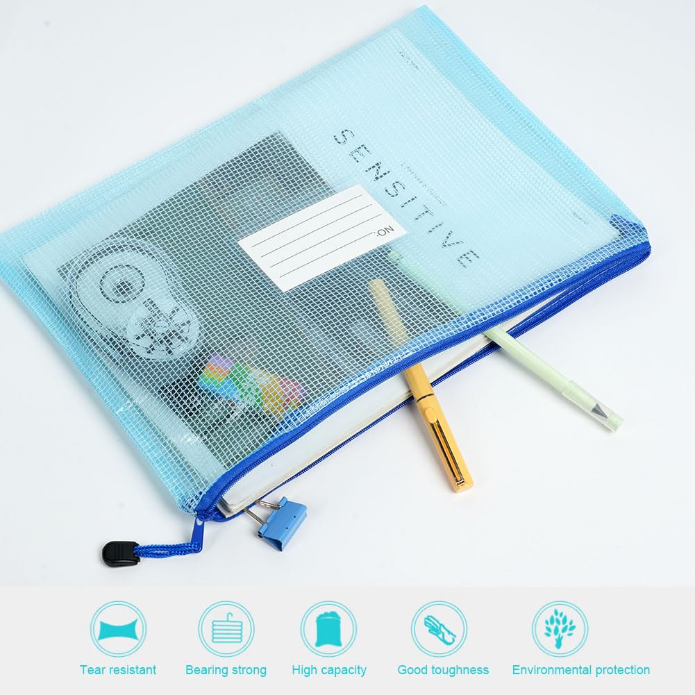 PVC A5 Zip Document Folders, 10-Pack with Label Pockets
