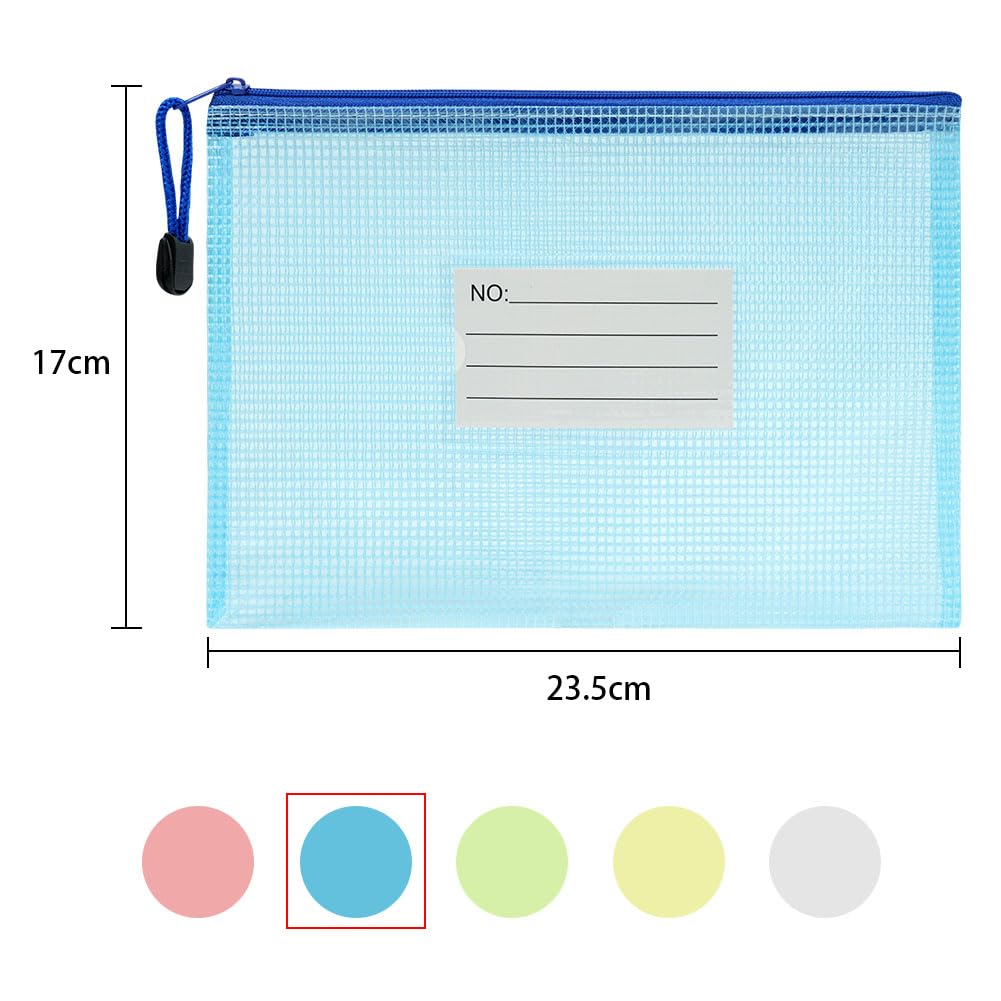 PVC A5 Zip Document Folders, 10-Pack with Label Pockets