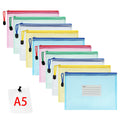 PVC A5 Zip Document Folders, 10-Pack with Label Pockets