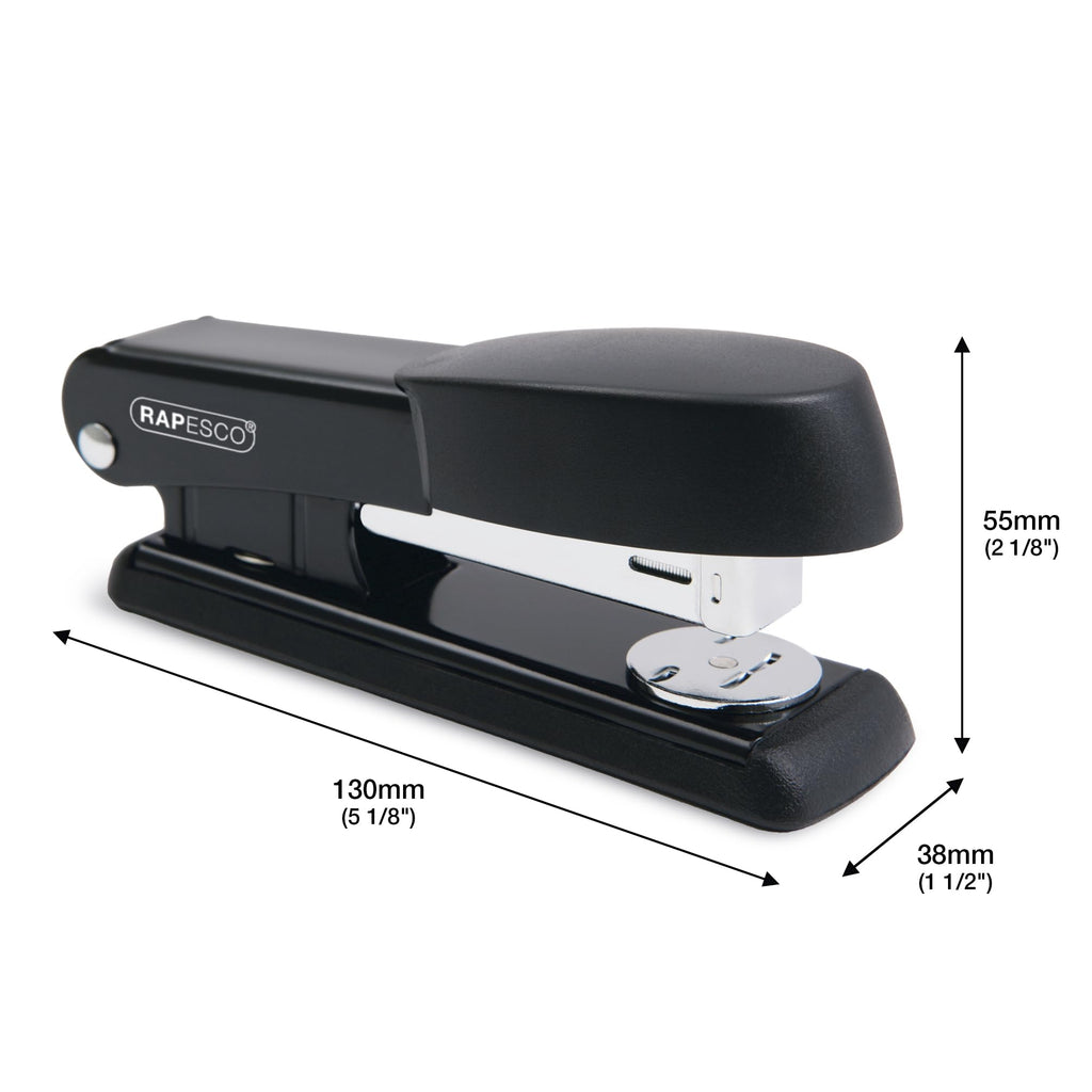 R53500B2 Bowfin Half-Strip Metal Stapler, 25-Sheet Capacity, Black
