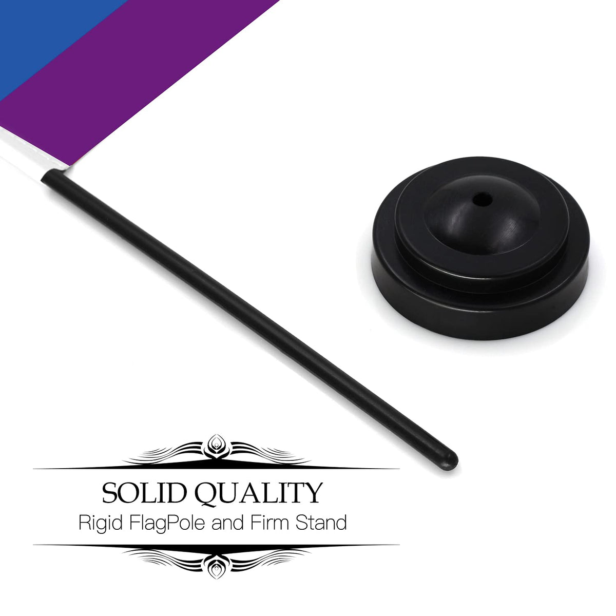 Rainbow Deluxe Mini Desk Flag Set 6 x 4 in — 12" Solid Pole, Black Base