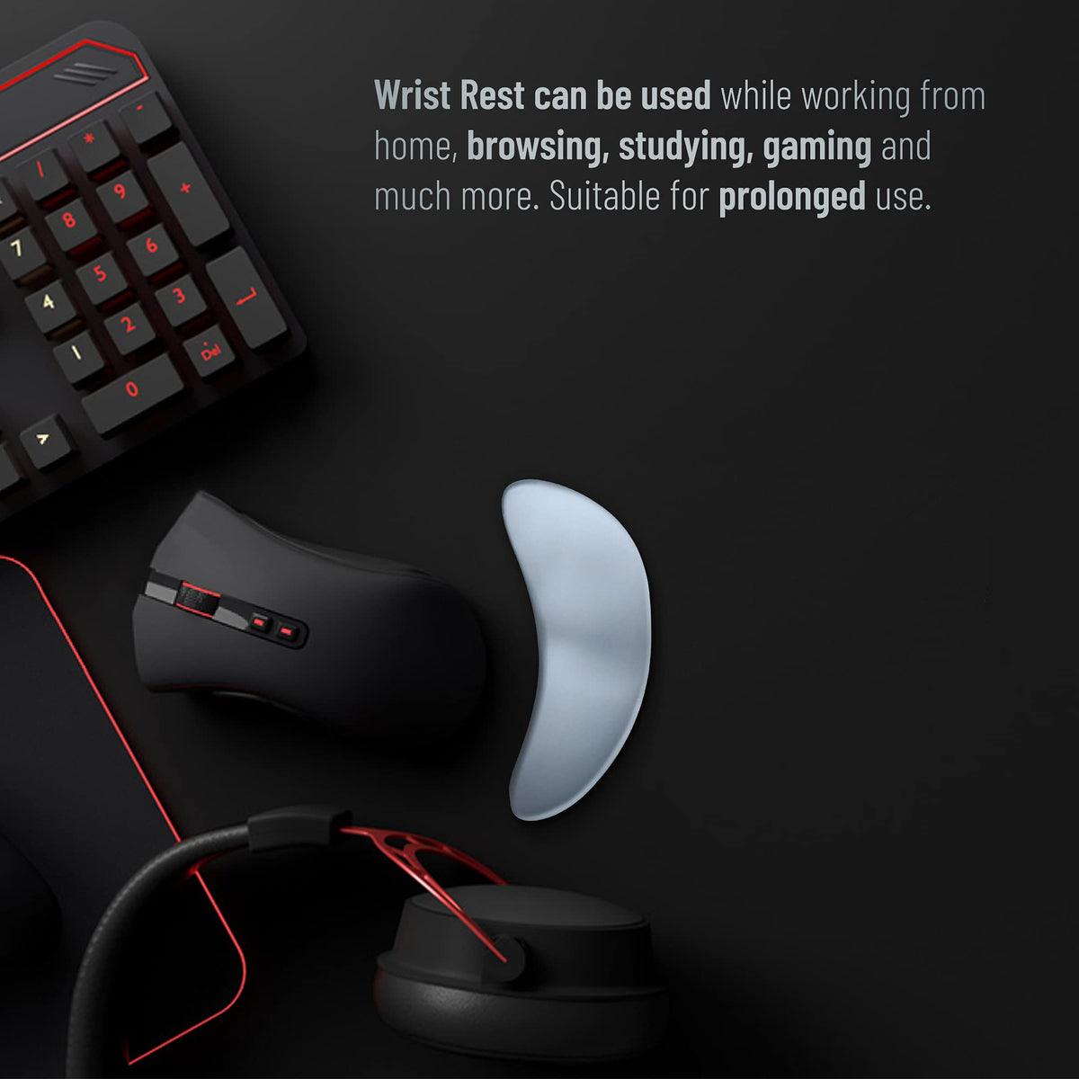 Right-Handed Silicone Ergonomic Mouse Wrist Rest, Black