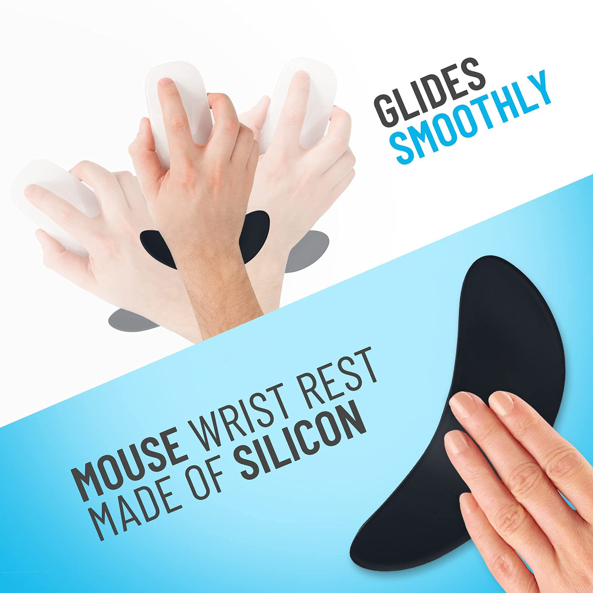 Right-Handed Silicone Ergonomic Mouse Wrist Rest, Black