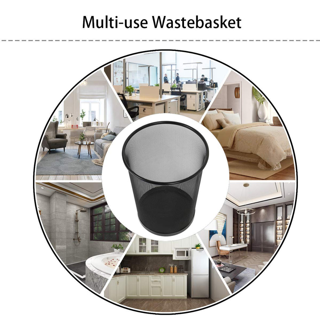 Round Black Mesh Trash Can — Metal Waste Bin, 1 Pack