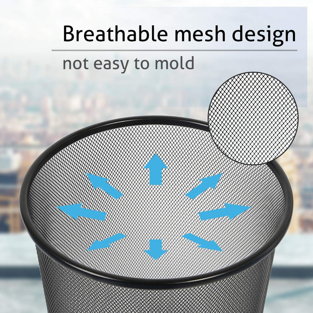 Round Black Mesh Trash Can — Metal Waste Bin, 1 Pack