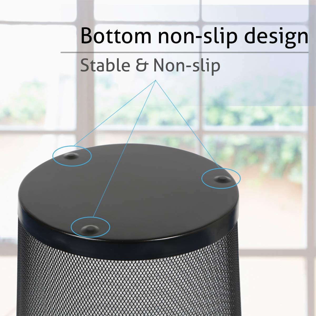 Round Black Mesh Trash Can — Metal Waste Bin, 1 Pack