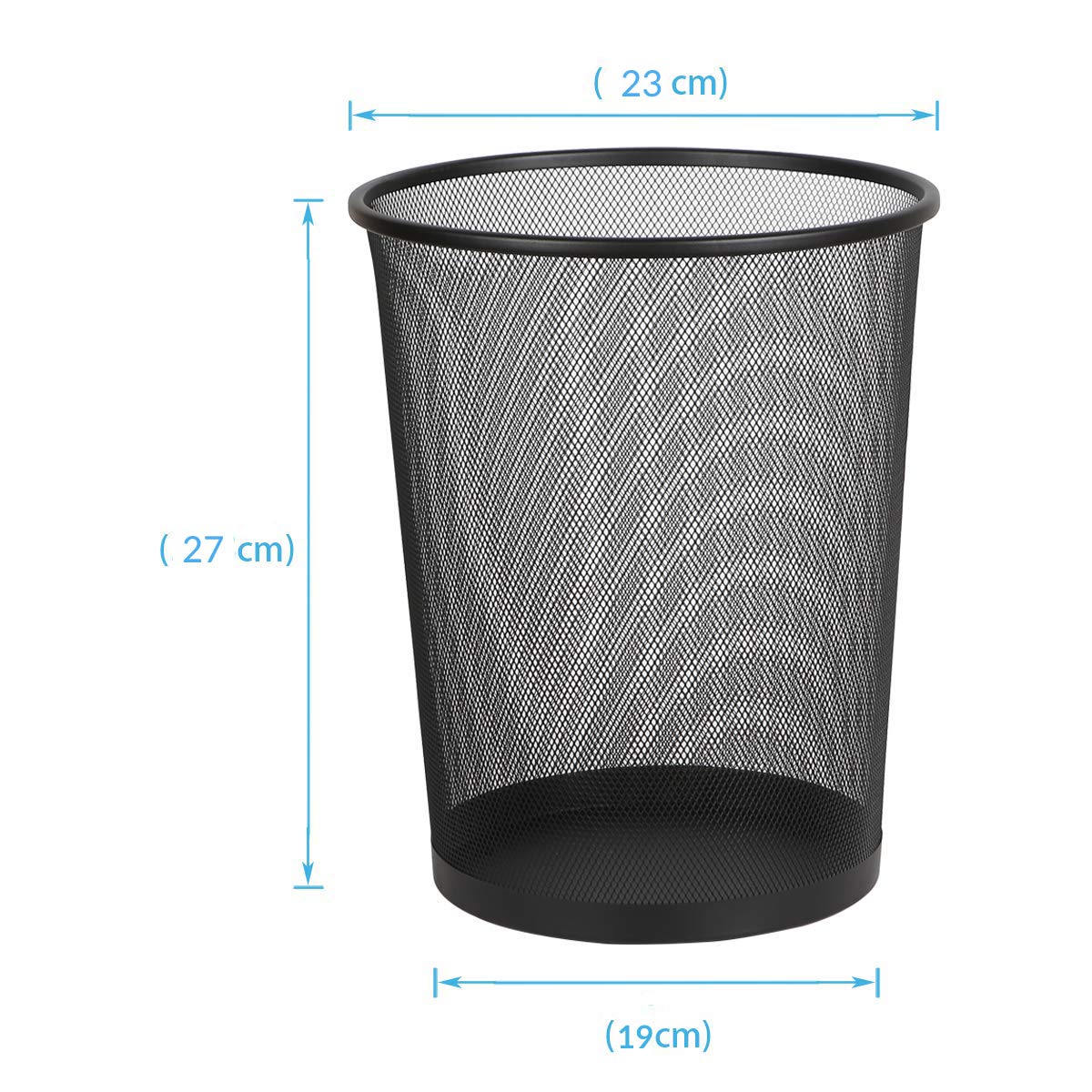 Round Black Mesh Trash Can — Metal Waste Bin, 1 Pack