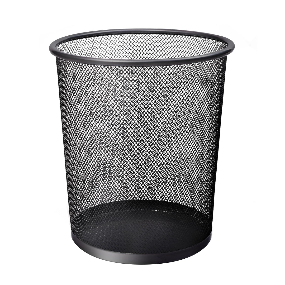 Round Mesh Trash Can 1-Pack, Charcoal Black Sturdy Metal