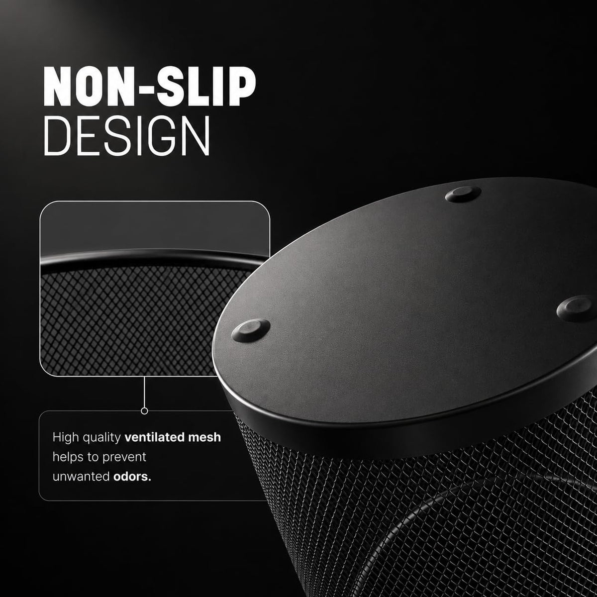 Round Mesh Trash Can 1-Pack, Charcoal Black Sturdy Metal