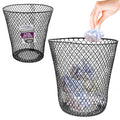 Set of 2 9" Wire Mesh Waste Bins — Black, Durable Trash Cans
