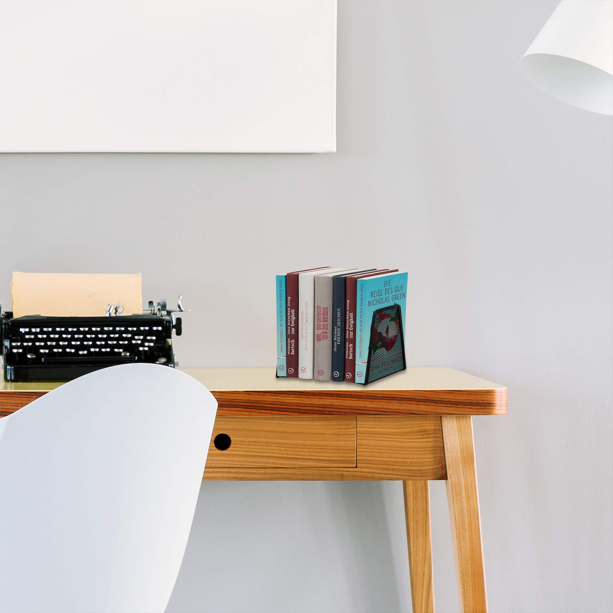 Set of 2 Bookends for Books, CDs & DVDs, 14.5 x 12.5 x 9 cm, Black
