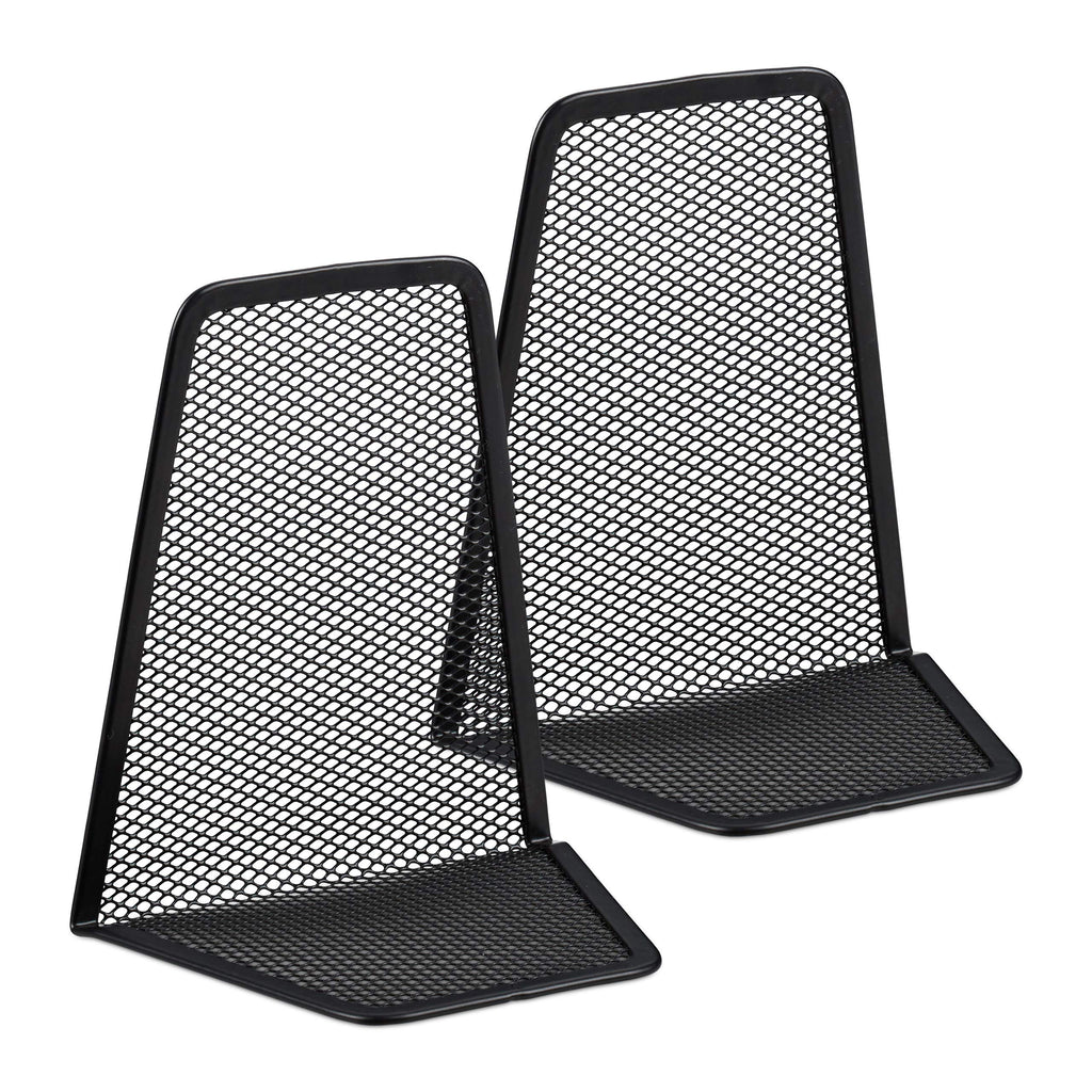 Set of 2 Bookends for Books, CDs & DVDs, 14.5 x 12.5 x 9 cm, Black